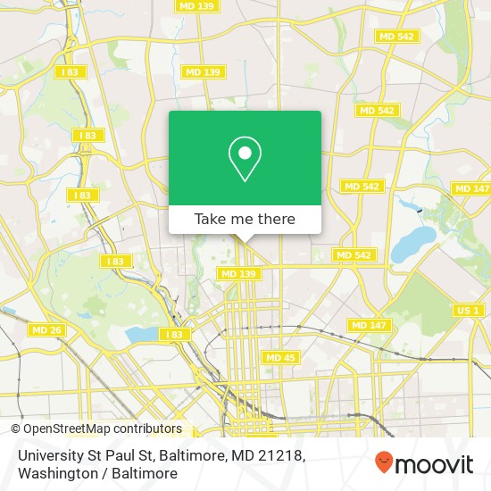 University St Paul St, Baltimore, MD 21218 map