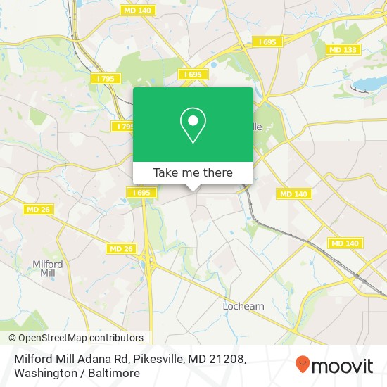 Mapa de Milford Mill Adana Rd, Pikesville, MD 21208