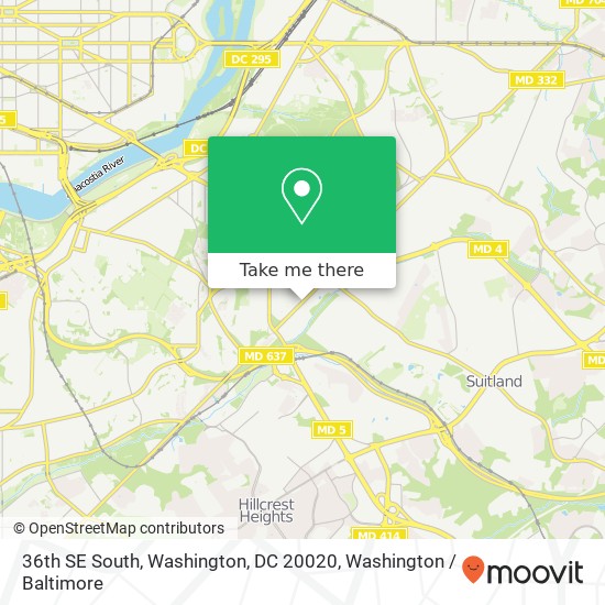 36th SE South, Washington, DC 20020 map