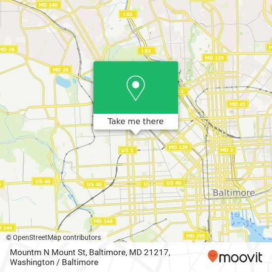 Mapa de Mountm N Mount St, Baltimore, MD 21217