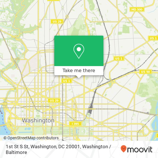 Mapa de 1st St S St, Washington, DC 20001