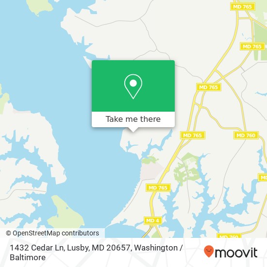 Mapa de 1432 Cedar Ln, Lusby, MD 20657