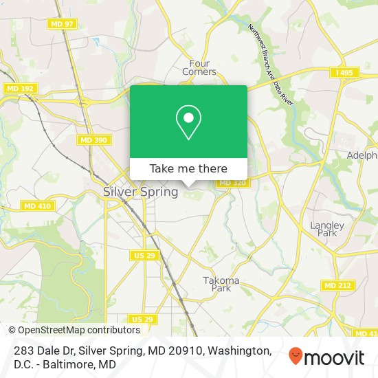 Mapa de 283 Dale Dr, Silver Spring, MD 20910