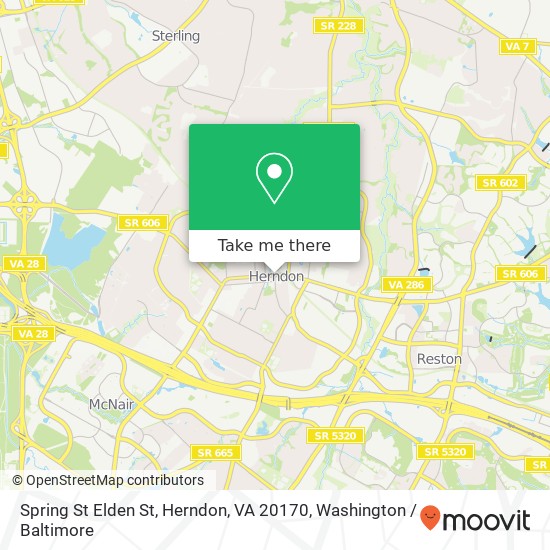 Mapa de Spring St Elden St, Herndon, VA 20170
