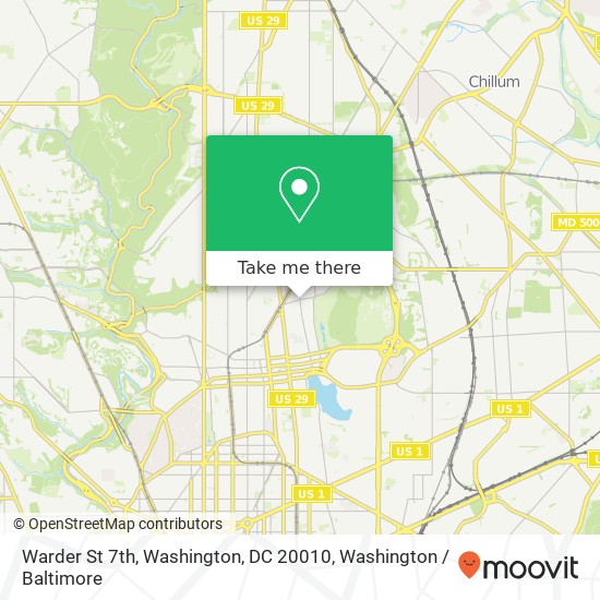 Mapa de Warder St 7th, Washington, DC 20010