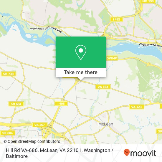 Mapa de Hill Rd VA-686, McLean, VA 22101