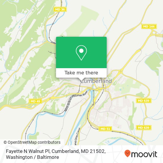 Fayette N Walnut Pl, Cumberland, MD 21502 map