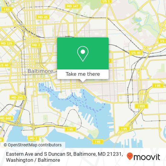 Mapa de Eastern Ave and S Duncan St, Baltimore, MD 21231