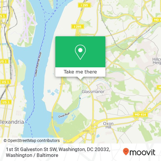 Mapa de 1st St Galveston St SW, Washington, DC 20032