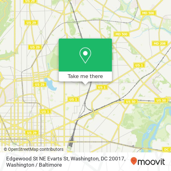 Edgewood St NE Evarts St, Washington, DC 20017 map