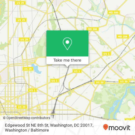 Edgewood St NE 8th St, Washington, DC 20017 map