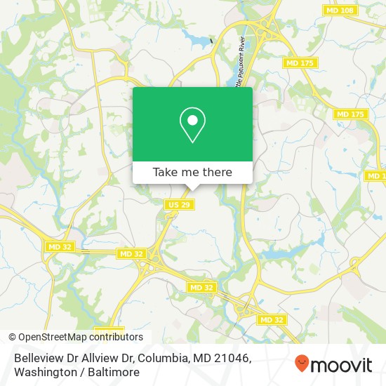 Mapa de Belleview Dr Allview Dr, Columbia, MD 21046