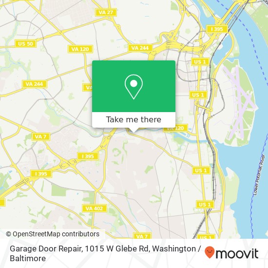 Mapa de Garage Door Repair, 1015 W Glebe Rd