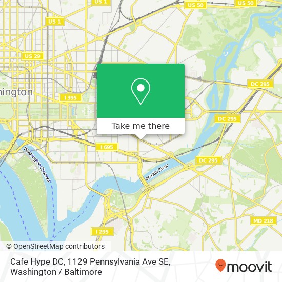 Mapa de Cafe Hype DC, 1129 Pennsylvania Ave SE