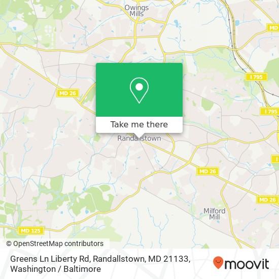 Mapa de Greens Ln Liberty Rd, Randallstown, MD 21133