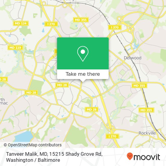 Mapa de Tanveer Malik, MD, 15215 Shady Grove Rd