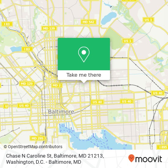Mapa de Chase N Caroline St, Baltimore, MD 21213
