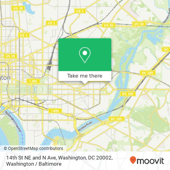 Mapa de 14th St NE and N Ave, Washington, DC 20002