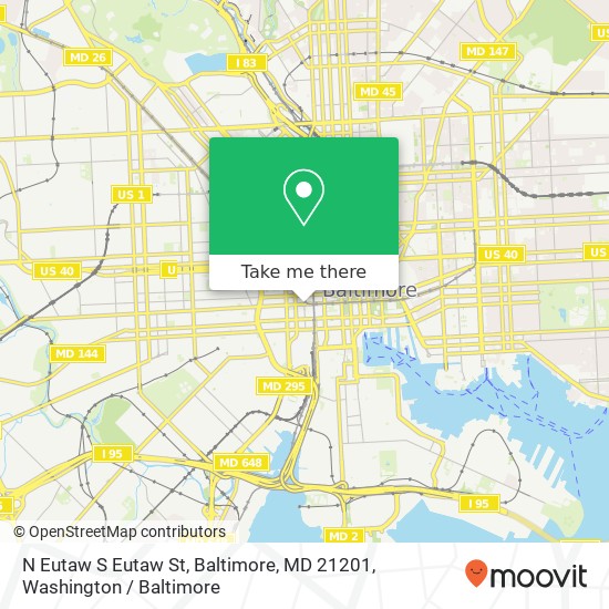 Mapa de N Eutaw S Eutaw St, Baltimore, MD 21201