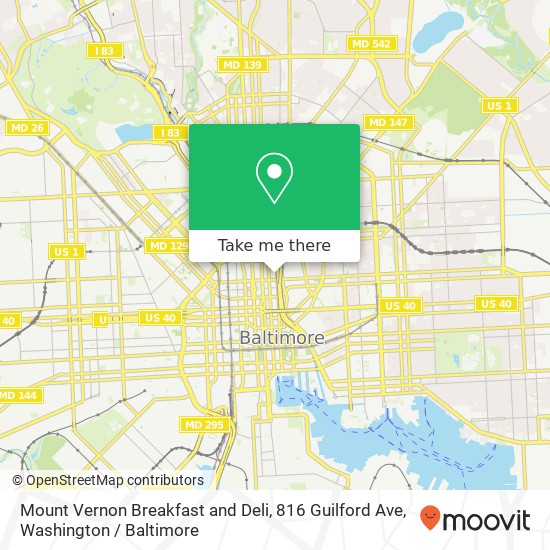 Mapa de Mount Vernon Breakfast and Deli, 816 Guilford Ave