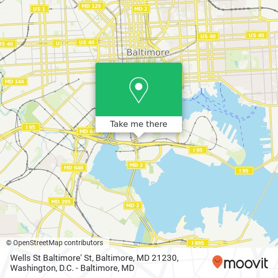 Mapa de Wells St Baltimore' St, Baltimore, MD 21230