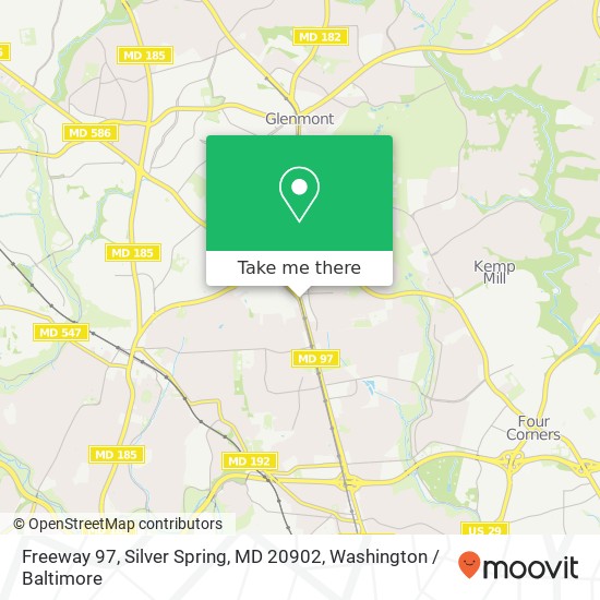 Mapa de Freeway 97, Silver Spring, MD 20902