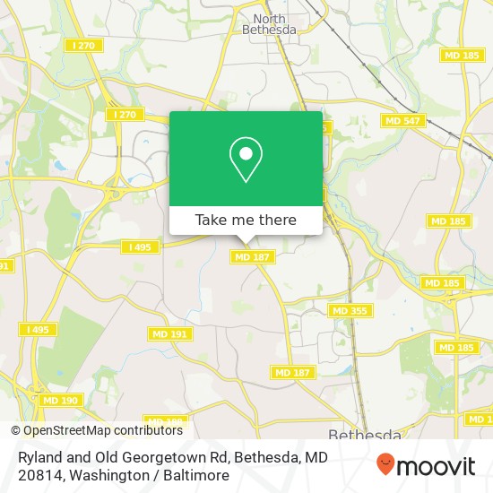 Mapa de Ryland and Old Georgetown Rd, Bethesda, MD 20814