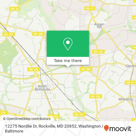 Mapa de 12275 Nordlie Dr, Rockville, MD 20852