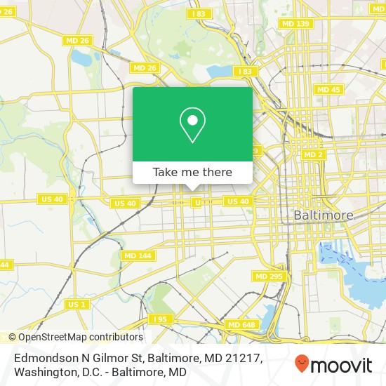 Edmondson N Gilmor St, Baltimore, MD 21217 map