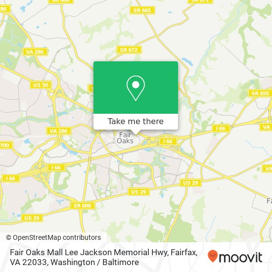 Fair Oaks Mall Lee Jackson Memorial Hwy, Fairfax, VA 22033 map