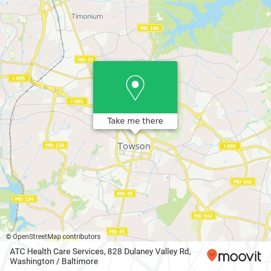 Mapa de ATC Health Care Services, 828 Dulaney Valley Rd