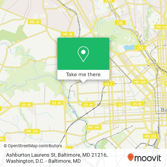 Mapa de Ashburton Laurens St, Baltimore, MD 21216