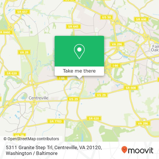 Mapa de 5311 Granite Step Trl, Centreville, VA 20120