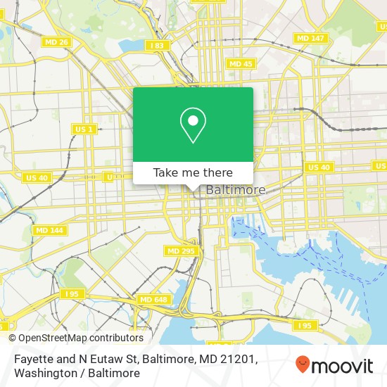 Fayette and N Eutaw St, Baltimore, MD 21201 map