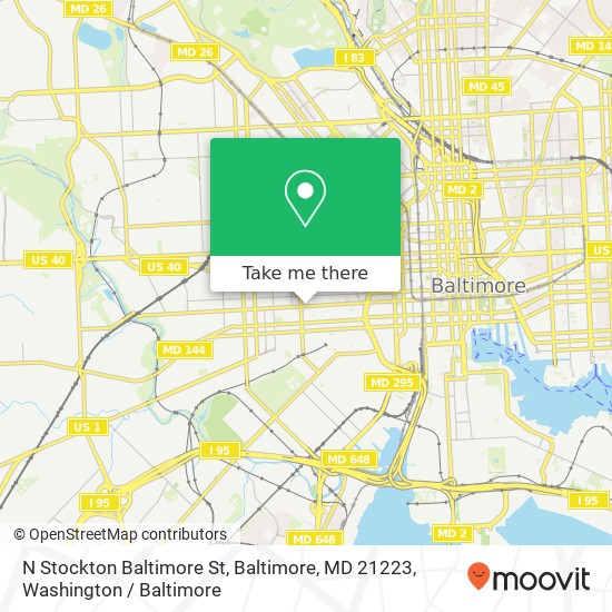 Mapa de N Stockton Baltimore St, Baltimore, MD 21223