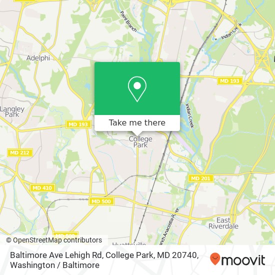 Baltimore Ave Lehigh Rd, College Park, MD 20740 map