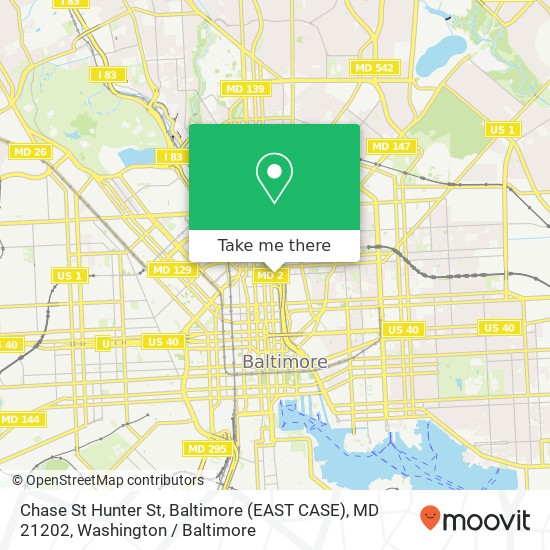 Mapa de Chase St Hunter St, Baltimore (EAST CASE), MD 21202