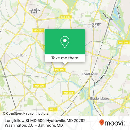Mapa de Longfellow St MD-500, Hyattsville, MD 20782