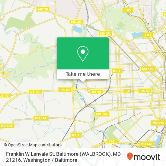 Mapa de Franklin W Lanvale St, Baltimore (WALBROOK), MD 21216