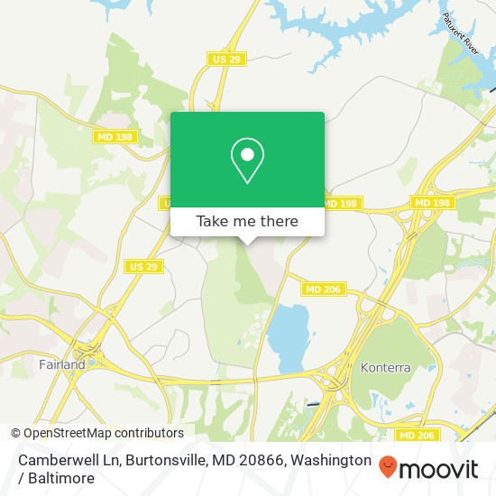 Camberwell Ln, Burtonsville, MD 20866 map