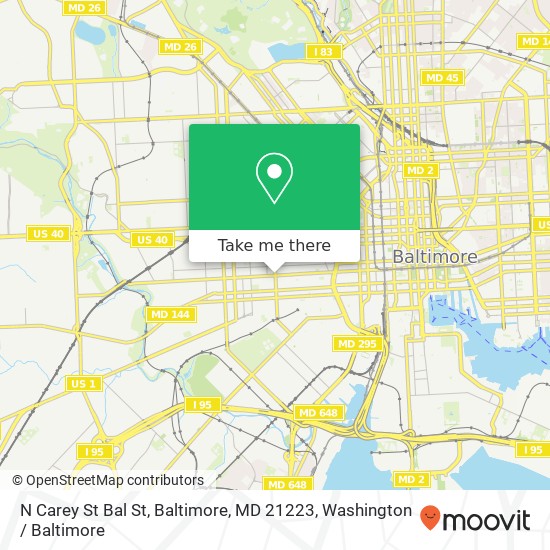 N Carey St Bal St, Baltimore, MD 21223 map