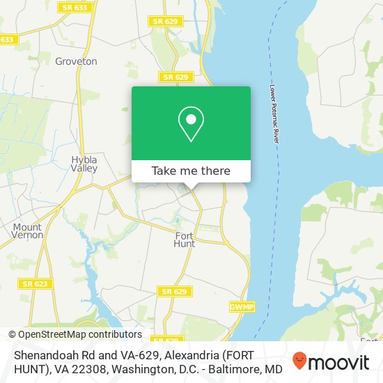 Mapa de Shenandoah Rd and VA-629, Alexandria (FORT HUNT), VA 22308