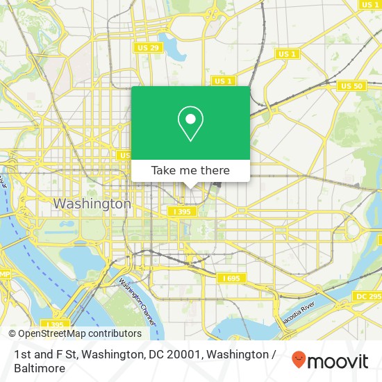 1st and F St, Washington, DC 20001 map