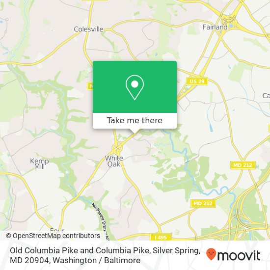 Old Columbia Pike and Columbia Pike, Silver Spring, MD 20904 map