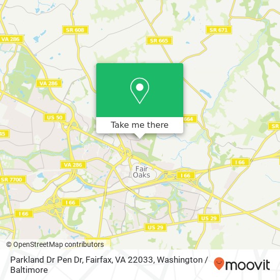 Mapa de Parkland Dr Pen Dr, Fairfax, VA 22033