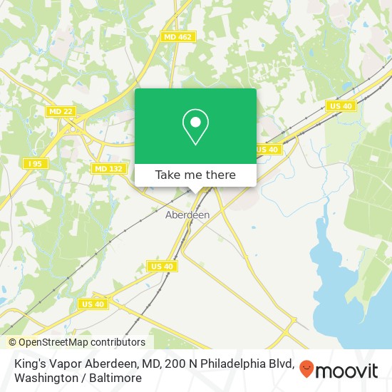 Mapa de King's Vapor Aberdeen, MD, 200 N Philadelphia Blvd