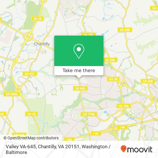 Mapa de Valley VA-645, Chantilly, VA 20151