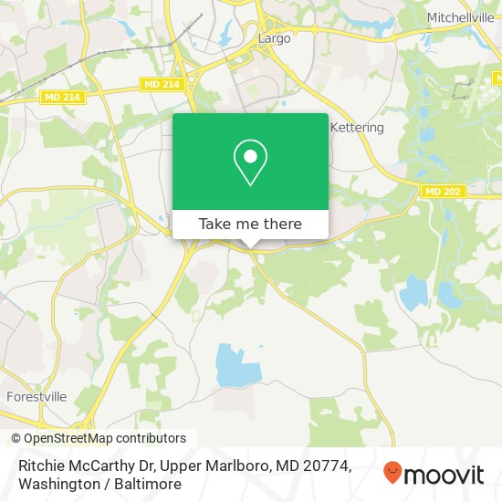 Mapa de Ritchie McCarthy Dr, Upper Marlboro, MD 20774