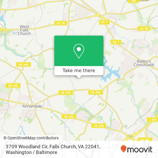 Mapa de 3709 Woodland Cir, Falls Church, VA 22041