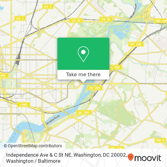 Mapa de Independence Ave & C St NE, Washington, DC 20002